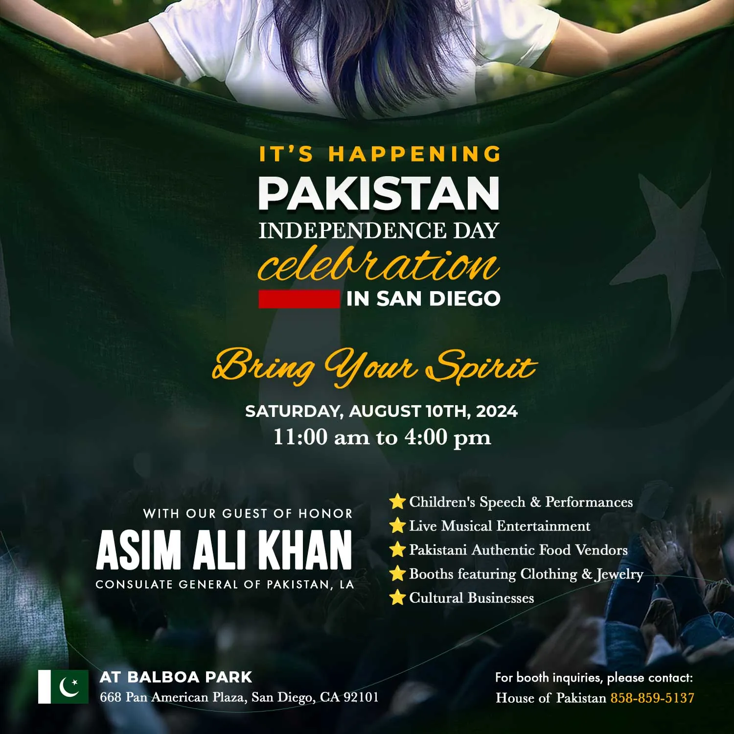 Pakistan Independence Day Celebration at Balboa Park –  organized by Paasand.